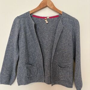 White Stuff cotton cardigan in blue with pockets size small